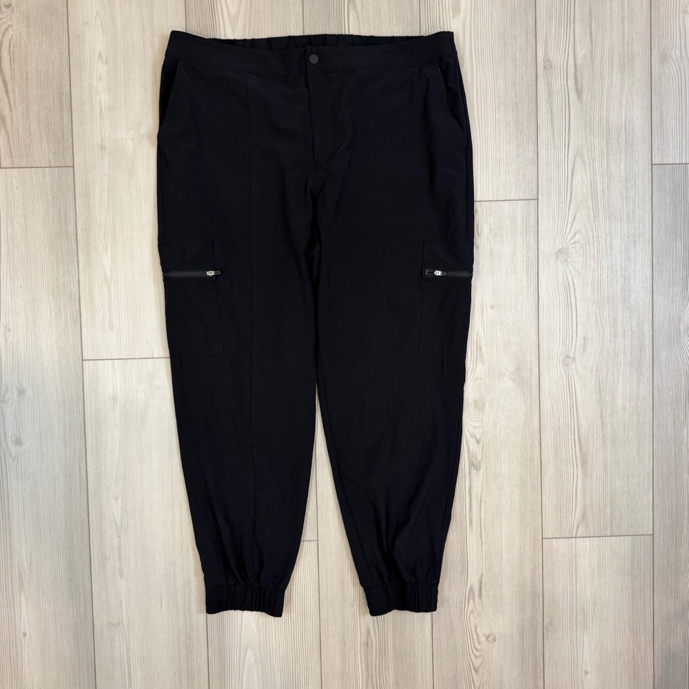 T by Talbots Black Cargo Jogger Pants Womens 1X Zipper Pockets Stretch Joggers